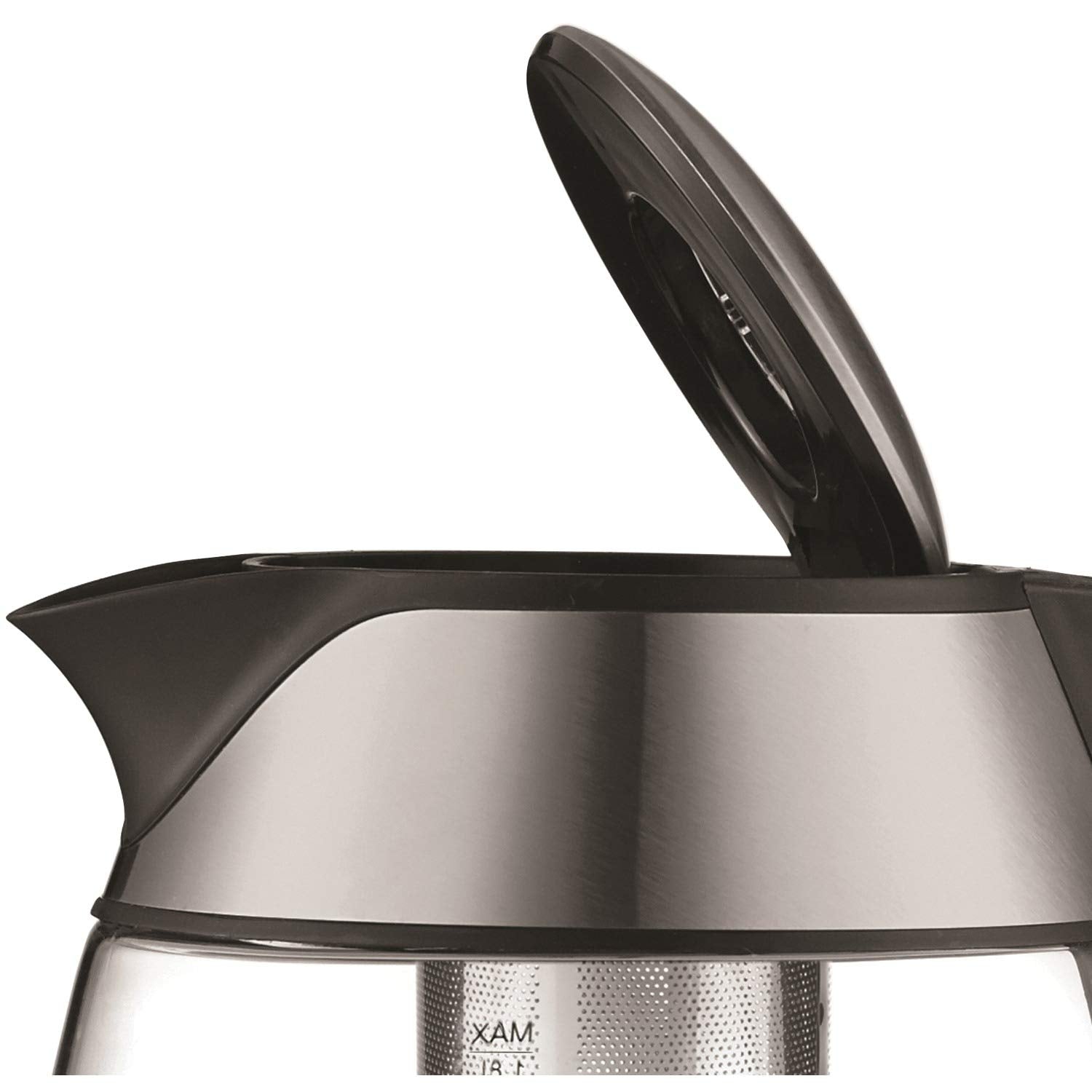 Brentwood KT-1960 1.8L Cordless Glass Electric Kettle with Tea Infuser - Silver, 1100W, Blue LED
