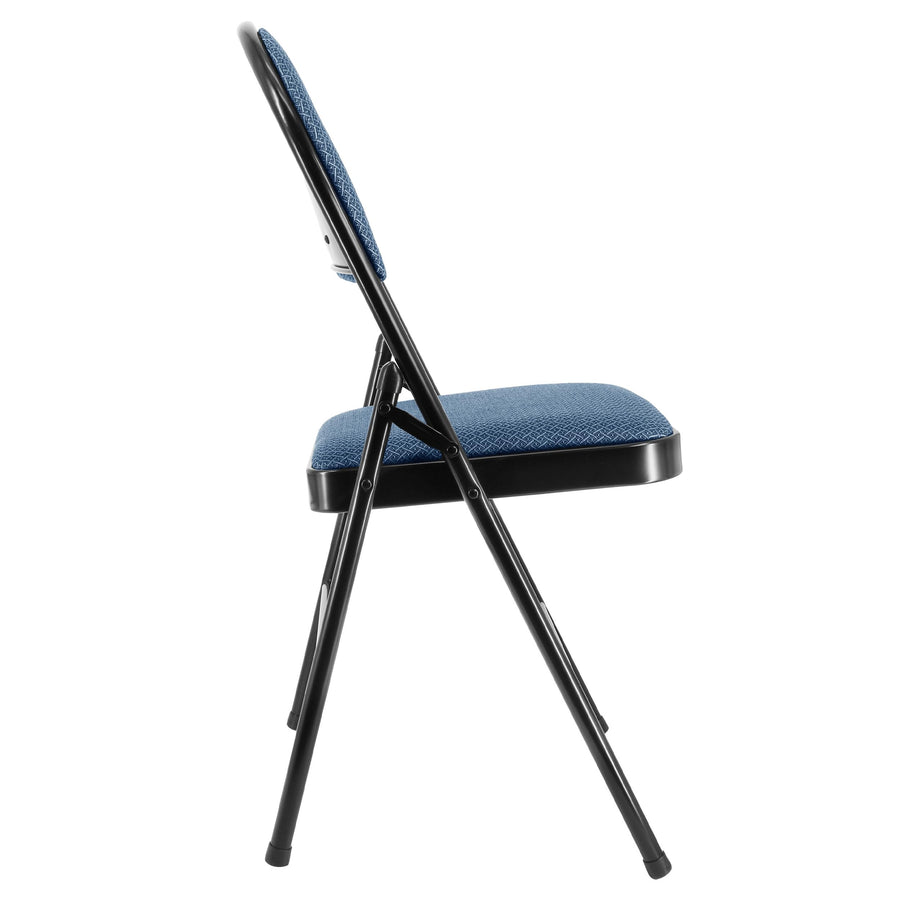 Elama 4-Piece Metal Folding Dinner Chairs, Padded Seats & Top Handle, Indoor/Outdoor, Blue (Set of 4)