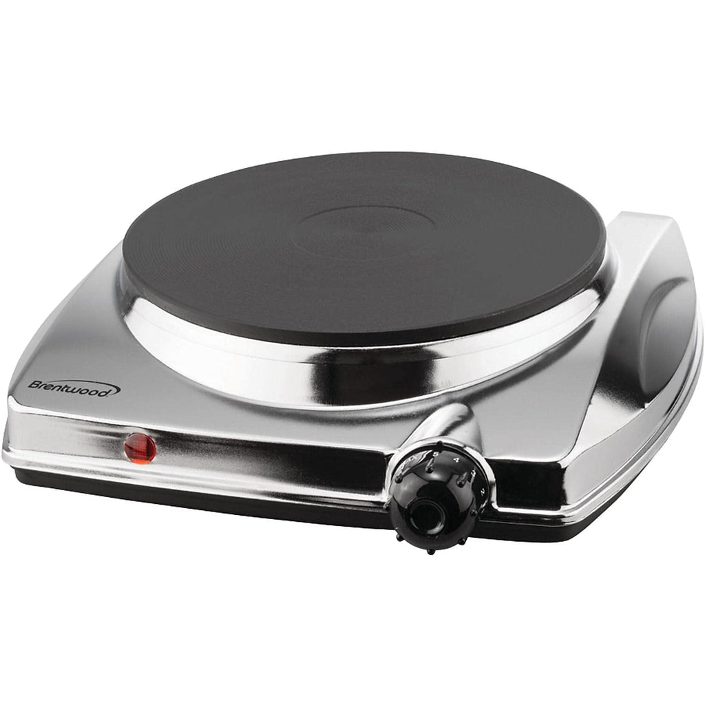 Brentwood 1000W Single Electric Hotplate – Chrome, Cast Iron Burner with Adjustable Heat