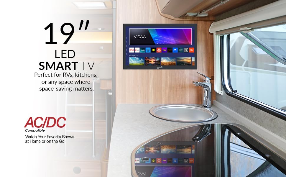 SuperSonic 19-Inch Class Vidaa Smart LED TV - 720p HD, Built-In Wi-Fi, 3 HDMI, AC/DC 12V for RV & Marine