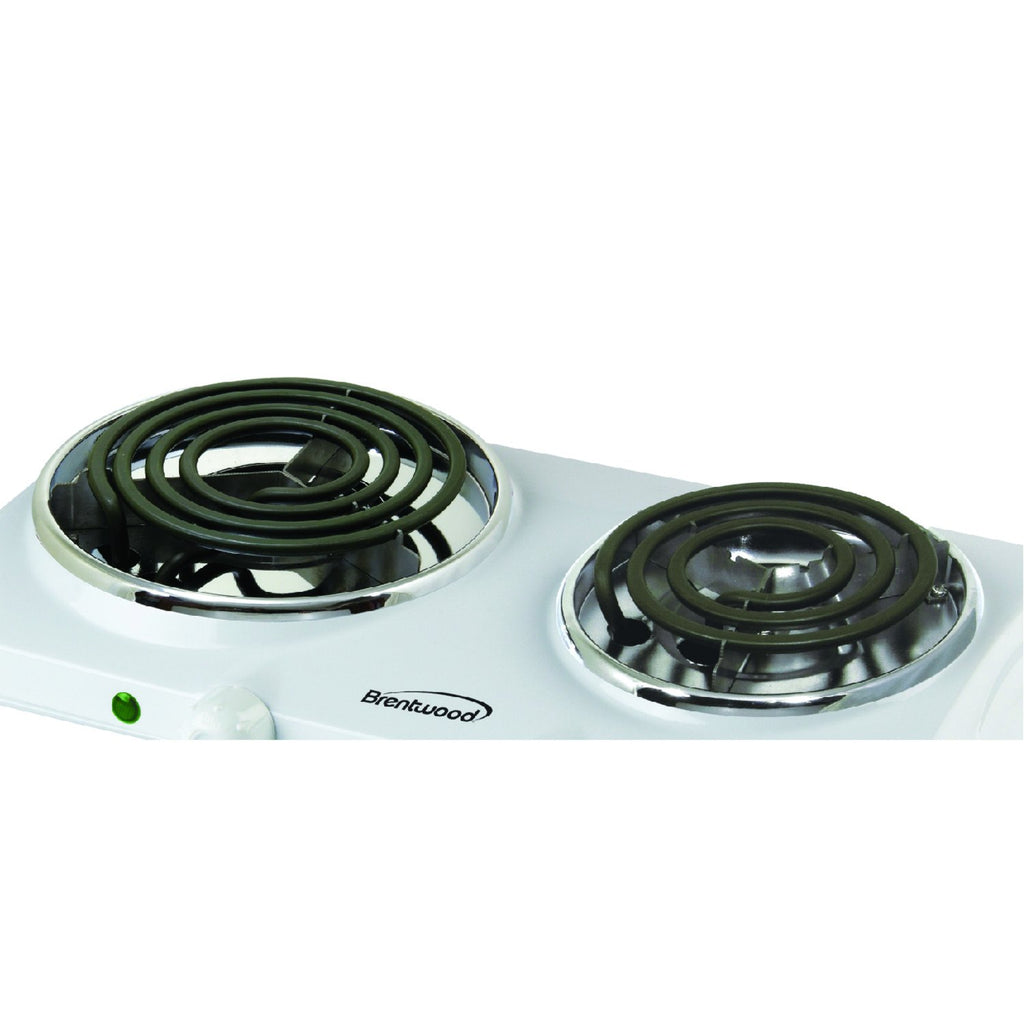 Brentwood TS-368 1500W Electric Double Burner – White Portable Countertop Cooktop
