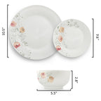 Elama Poppy 12 Piece Porcelain Dinnerware Set, Service for 4