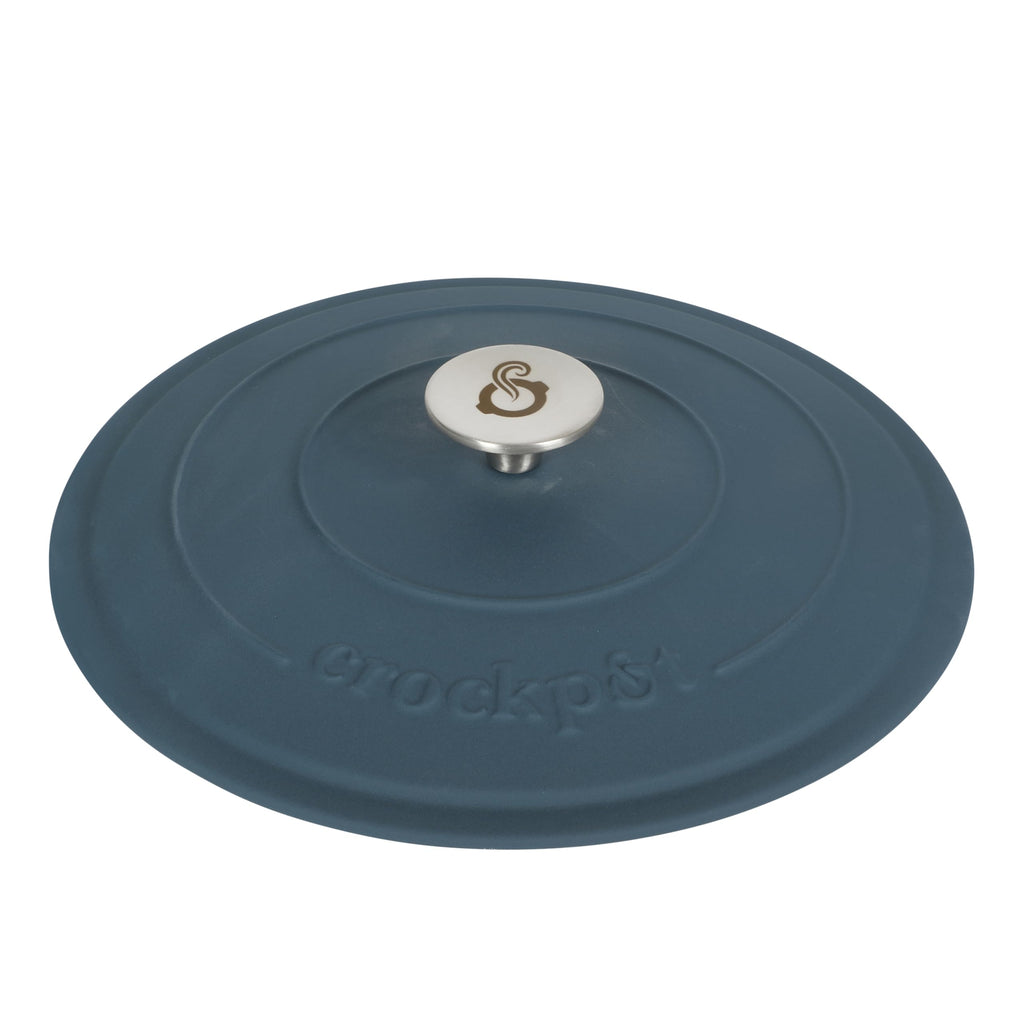 Crock-Pot Artisan 7-Quart Round European Enameled Cast Iron Dutch Oven with Lid – Matte Navy Blue