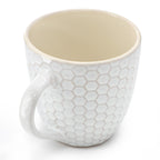 Elama Honeycomb 6-Piece 15 oz Stoneware Mug Set - Assorted White, Purple & Taupe with Embossed Honeycomb Texture