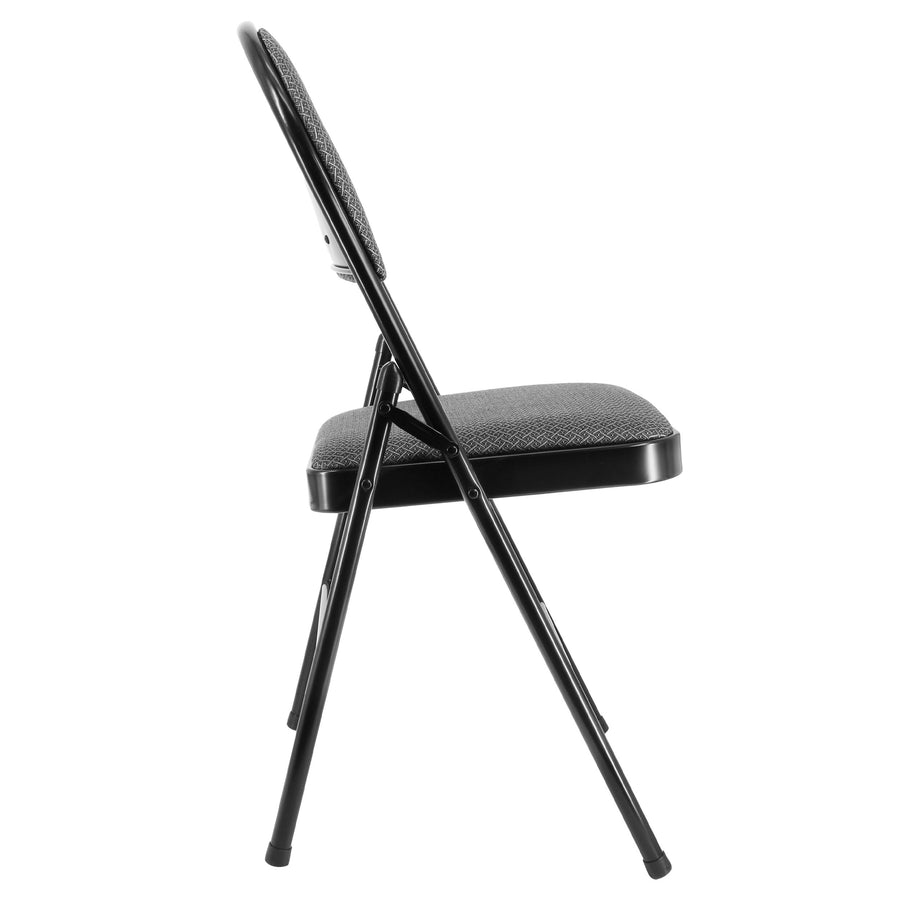 Elama 4-Piece Metal Folding Dinner Chairs, Padded Seats & Top Handle, Indoor/Outdoor, Gray (Set of 4)
