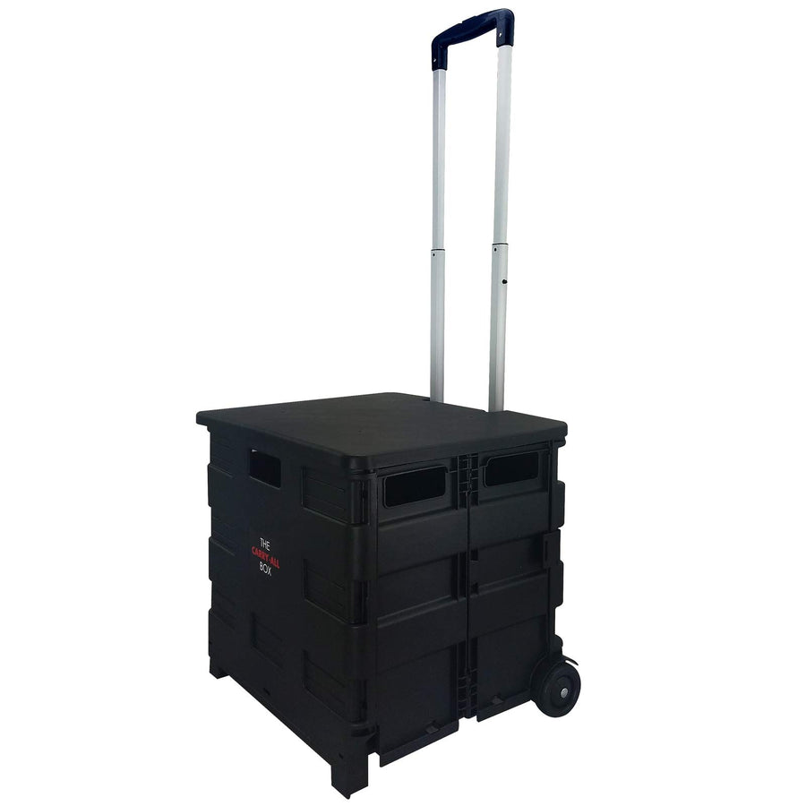 Elama Home Heavy-Duty Collapsible Utility Cart with Lid, Folding Carry-All, Black