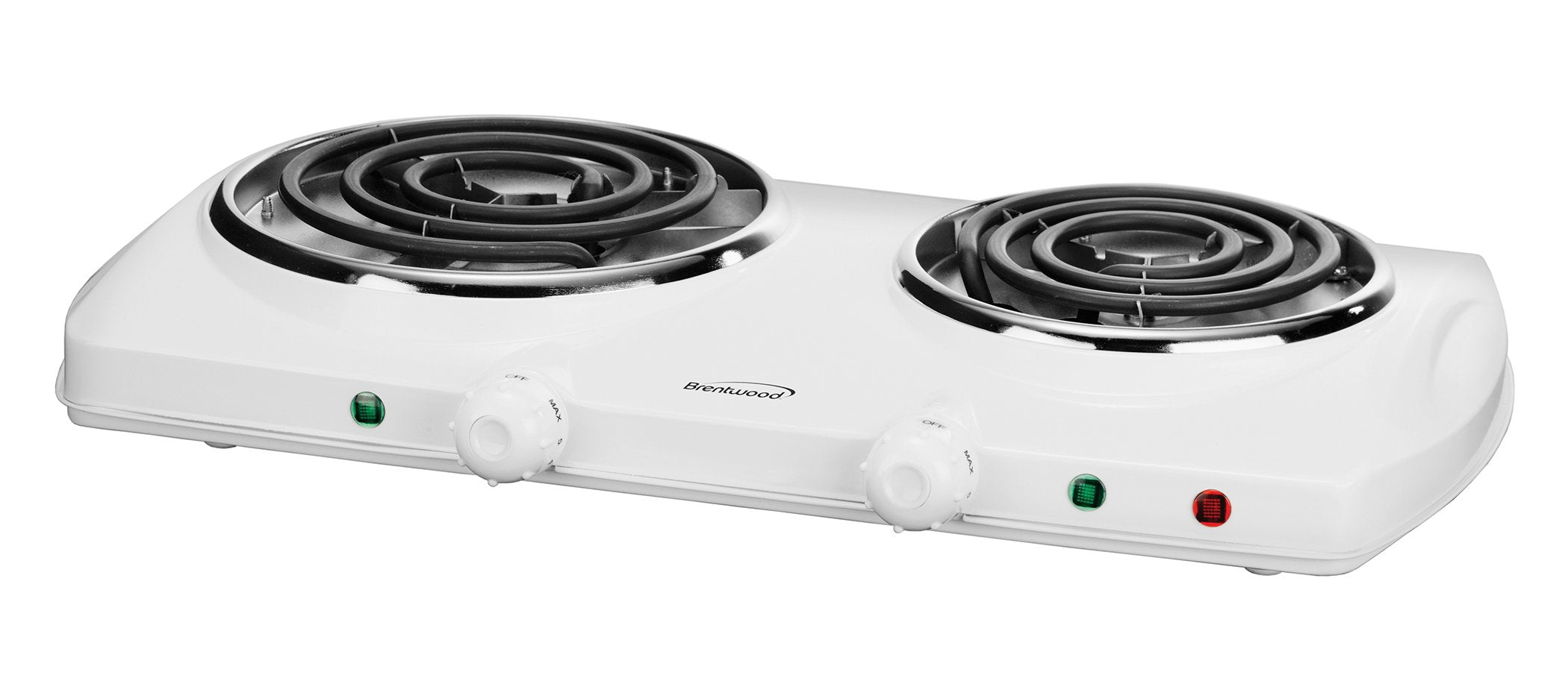Brentwood TS-368 1500W Electric Double Burner – White Portable Countertop Cooktop