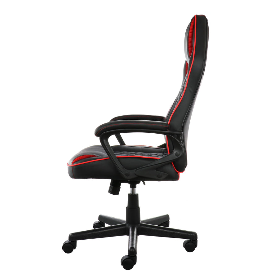 Elama Adjustable Swivel Office and Gaming Chair, Black and Red, Padded Faux Leather, 250 lb