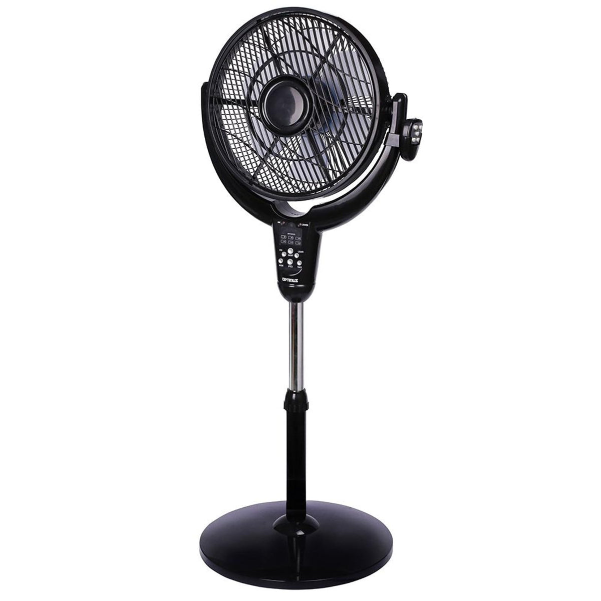 Optimus F-7508 14 Inch Louver-Rotating Oscillating Pedestal Air Circulator with Remote, LED & Timer