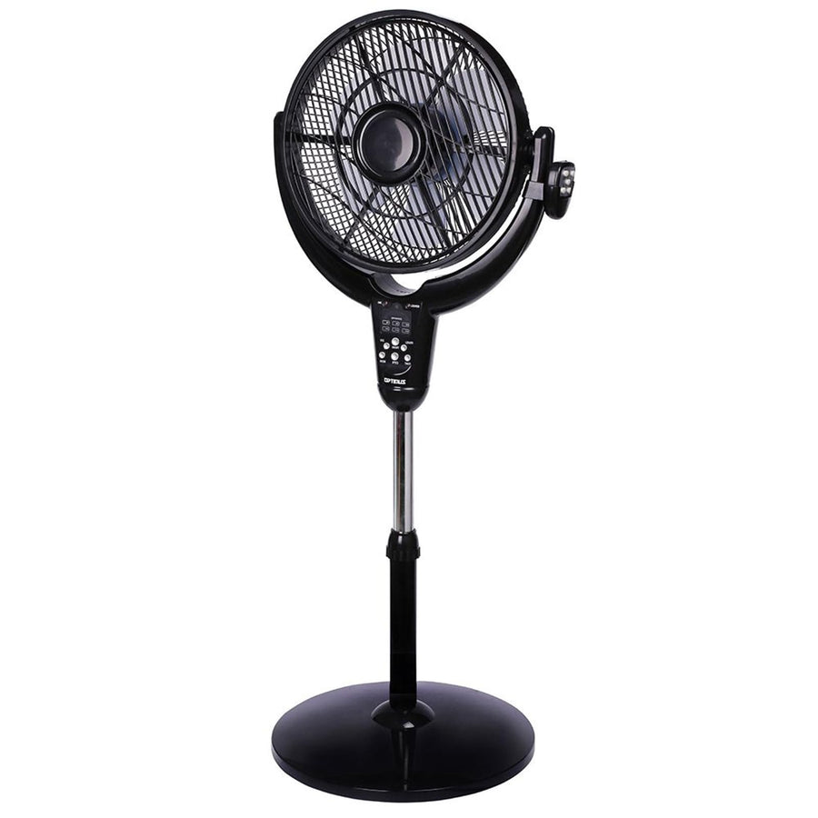 Optimus F-7508 14 Inch Louver-Rotating Oscillating Pedestal Air Circulator with Remote, LED & Timer