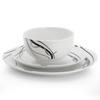 Elama Sarah 12 Piece Porcelain Black Ribbon Dinnerware Set, Service for 4 in White and Black