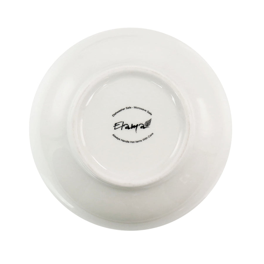 White Porcelain Dinnerware Set for 4, 16 Piece Double Bowl with Pasta and Cereal Bowls, Elama Camellia