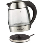 Brentwood KT-1960 1.8L Cordless Glass Electric Kettle with Tea Infuser - Silver, 1100W, Blue LED