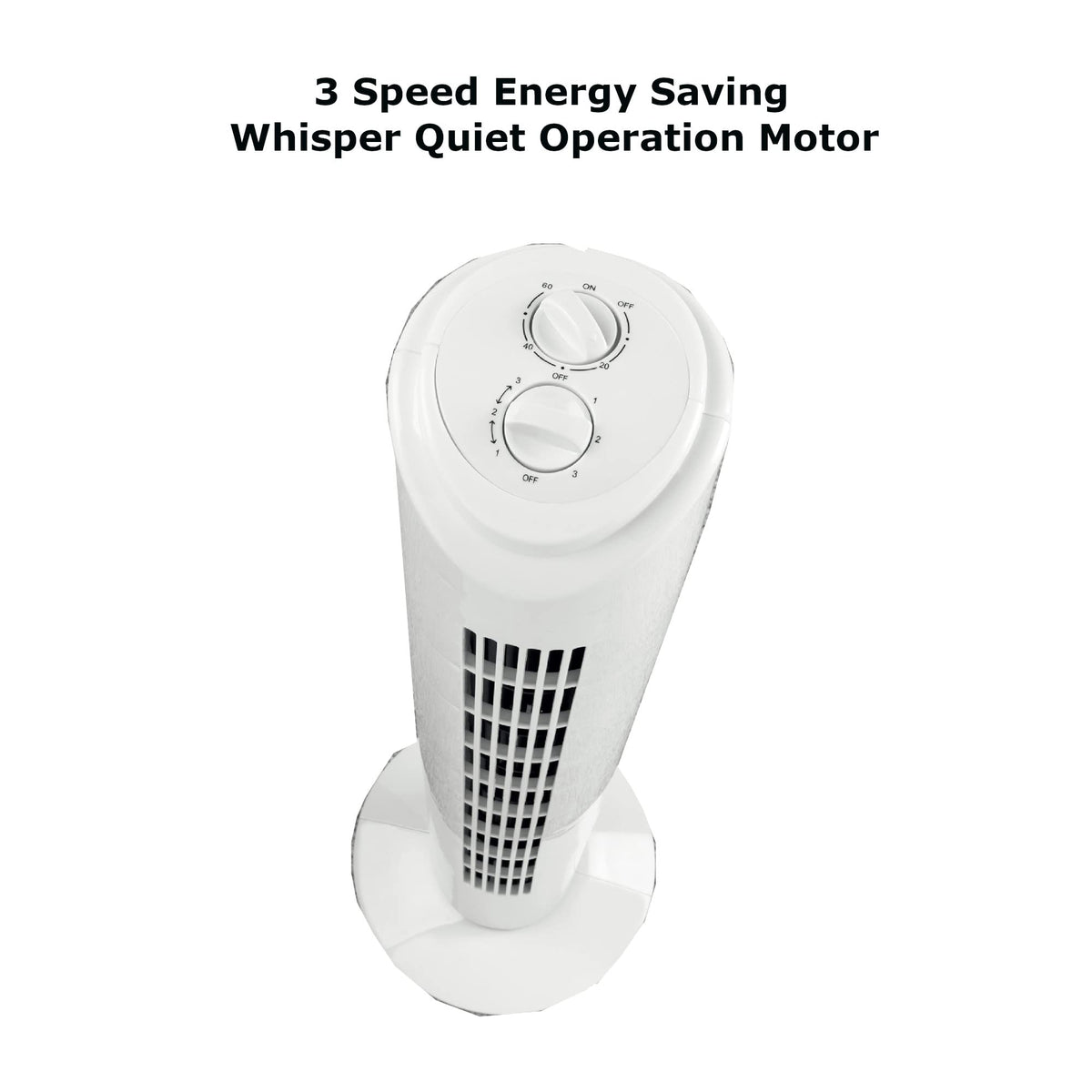 Optimus F-8449WH 32 Inch Oscillating Tower Fan with Timer, 3-Speed, White