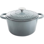 Crock Pot Artisan 5-Quart Round Enameled Cast Iron Dutch Oven – Slate Gray, Heavy-Duty Cookware for Slow Cooking, Roasting, Baking with Lid