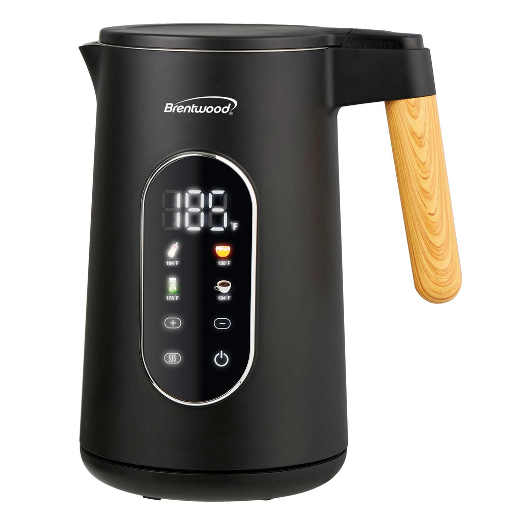 Brentwood KT-2014DBK black 1.7-liter cordless digital electric kettle with temperature display