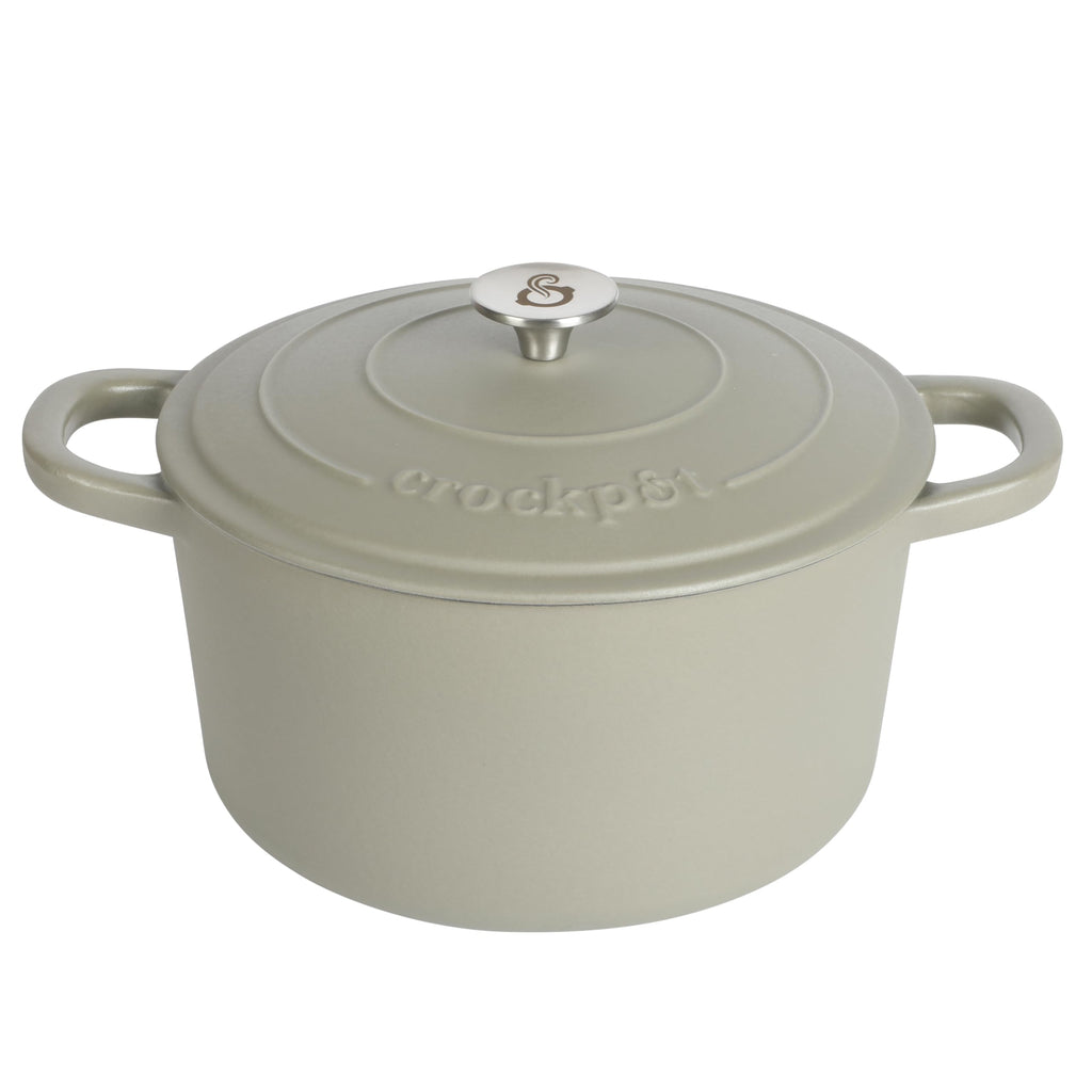 Crock-Pot Artisan 7-Quart Round Enameled Cast Iron Dutch Oven with Lid – Matte Green