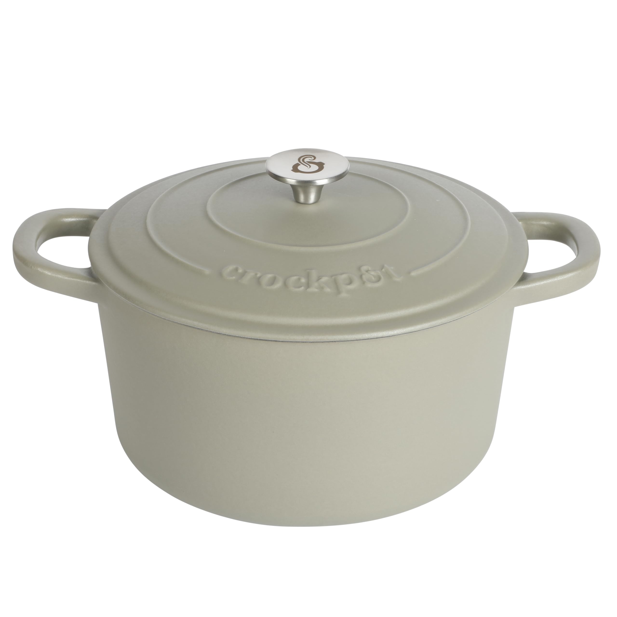 Crock-Pot Artisan 7-Quart Round Enameled Cast Iron Dutch Oven with Lid – Matte Green
