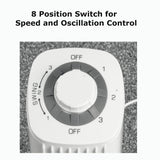 Optimus F-7348WH 14 Inch Portable Ultra-Slim Desktop Oscillating Tower Fan, 3-Speed, White