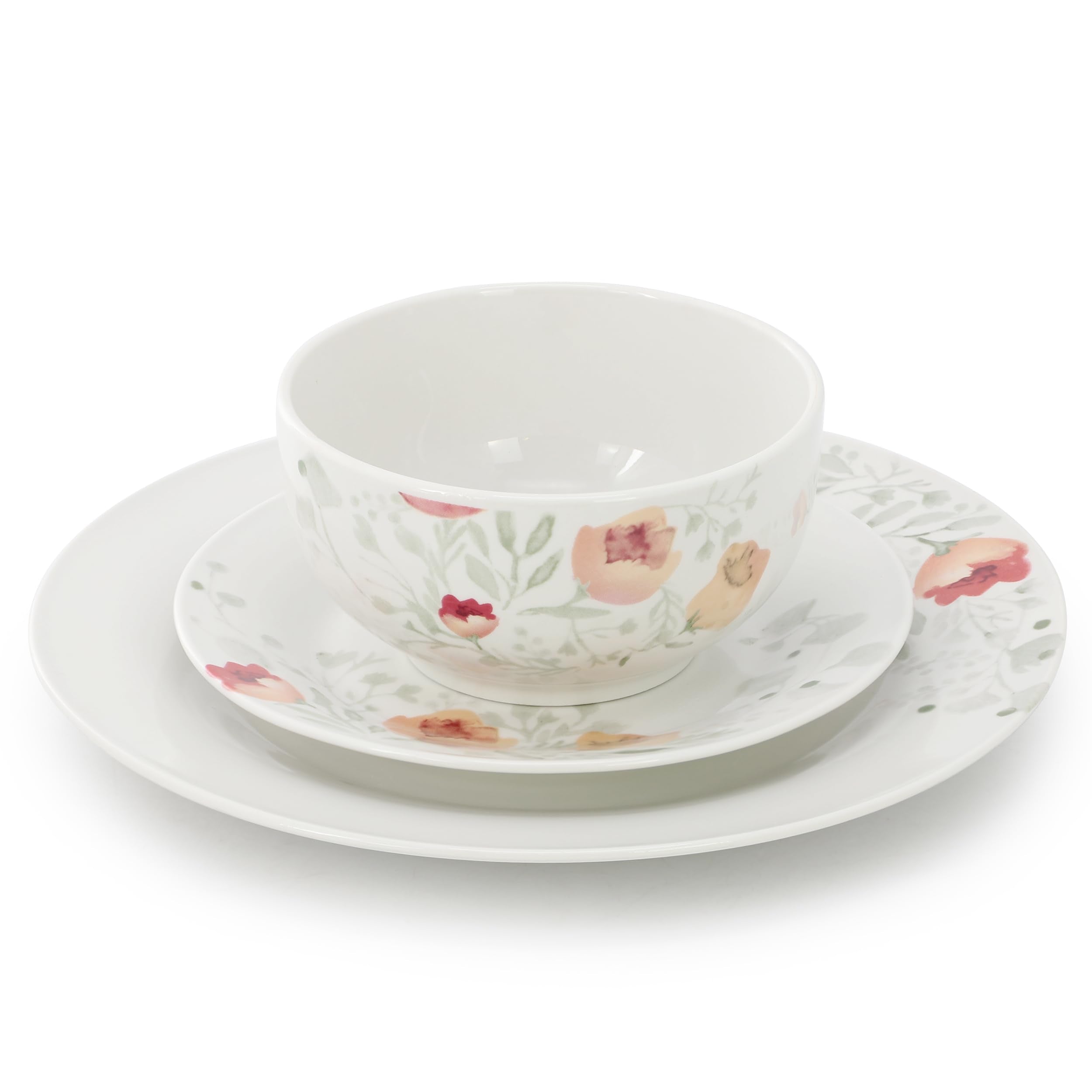 Elama Poppy 12 Piece Porcelain Dinnerware Set, Service for 4