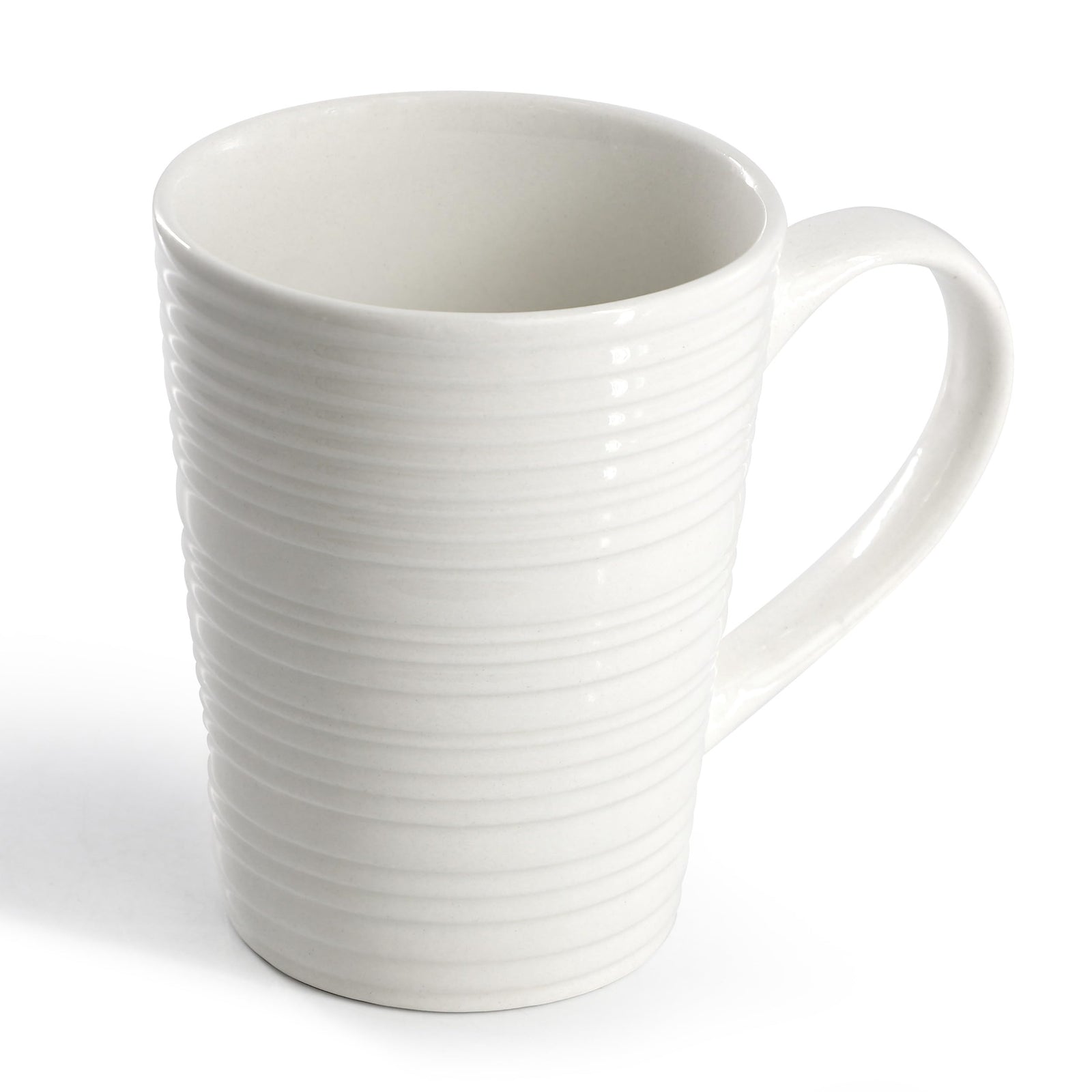 Elama Nikki 18-Piece Ribbed White Porcelain Dinnerware and Serving Set, Service for 4