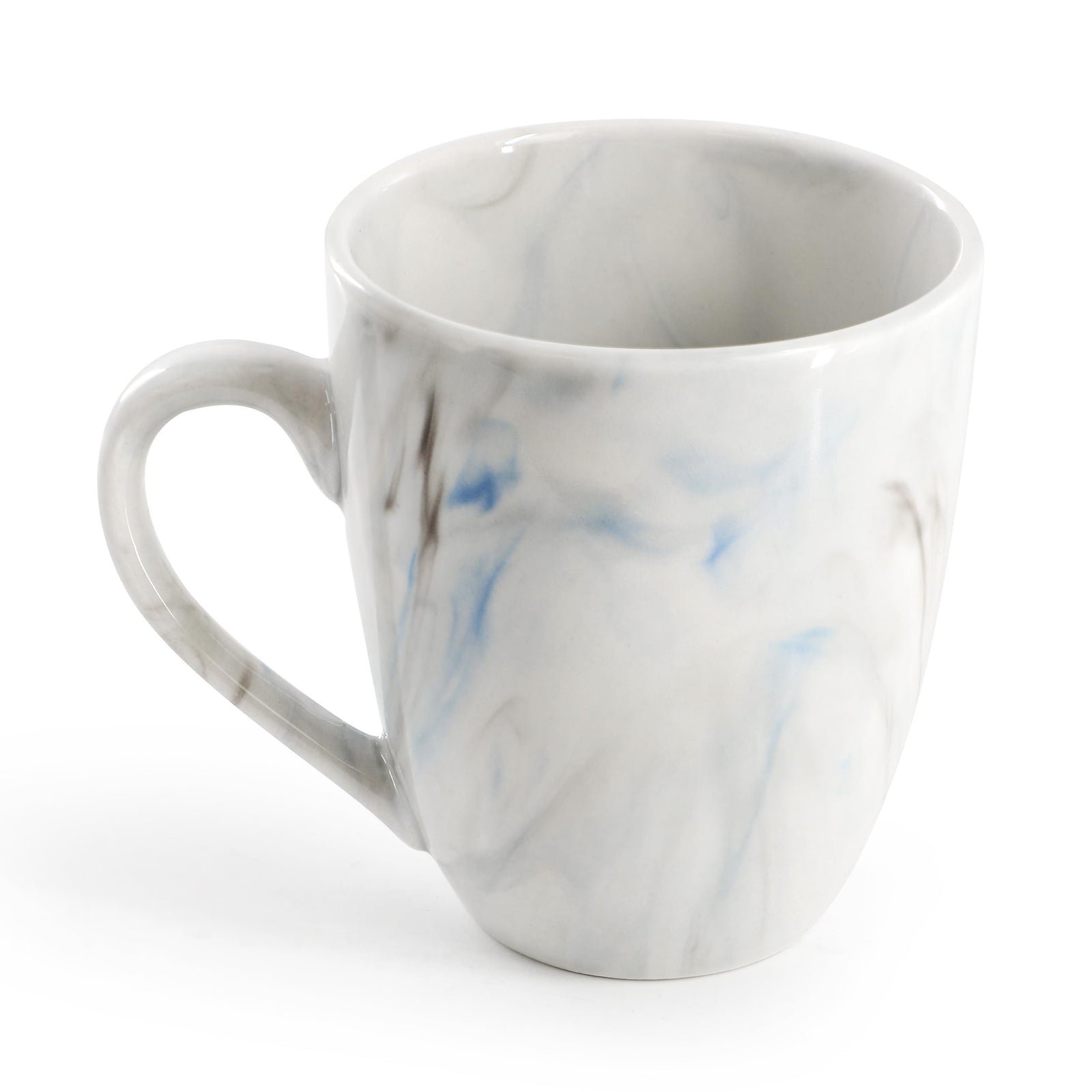 Elama Fine Marble 16-Piece Porcelain Dinnerware Set, Blue and Gray, Service for 4