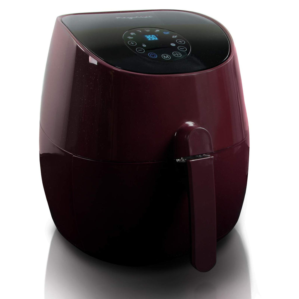 MegaChef 3.5-Quart Air Fryer & Multi-Cooker – 7 Pre-Programmed Digital Settings, 1350W Hot-Air Circulation, Fry / Roast / Bake (Burgundy)
