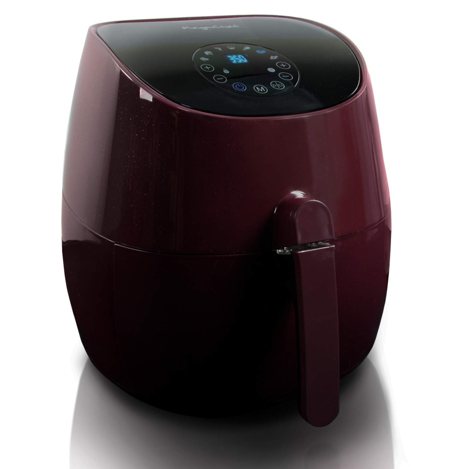 MegaChef 3.5-Quart Air Fryer & Multi-Cooker – 7 Pre-Programmed Digital Settings, 1350W Hot-Air Circulation, Fry / Roast / Bake (Burgundy)