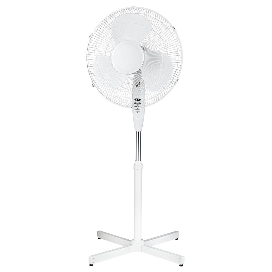 Optimus F-1650WH 16 Inch Oscillating Pedestal Stand Fan, 3-Speed, Adjustable Height, White