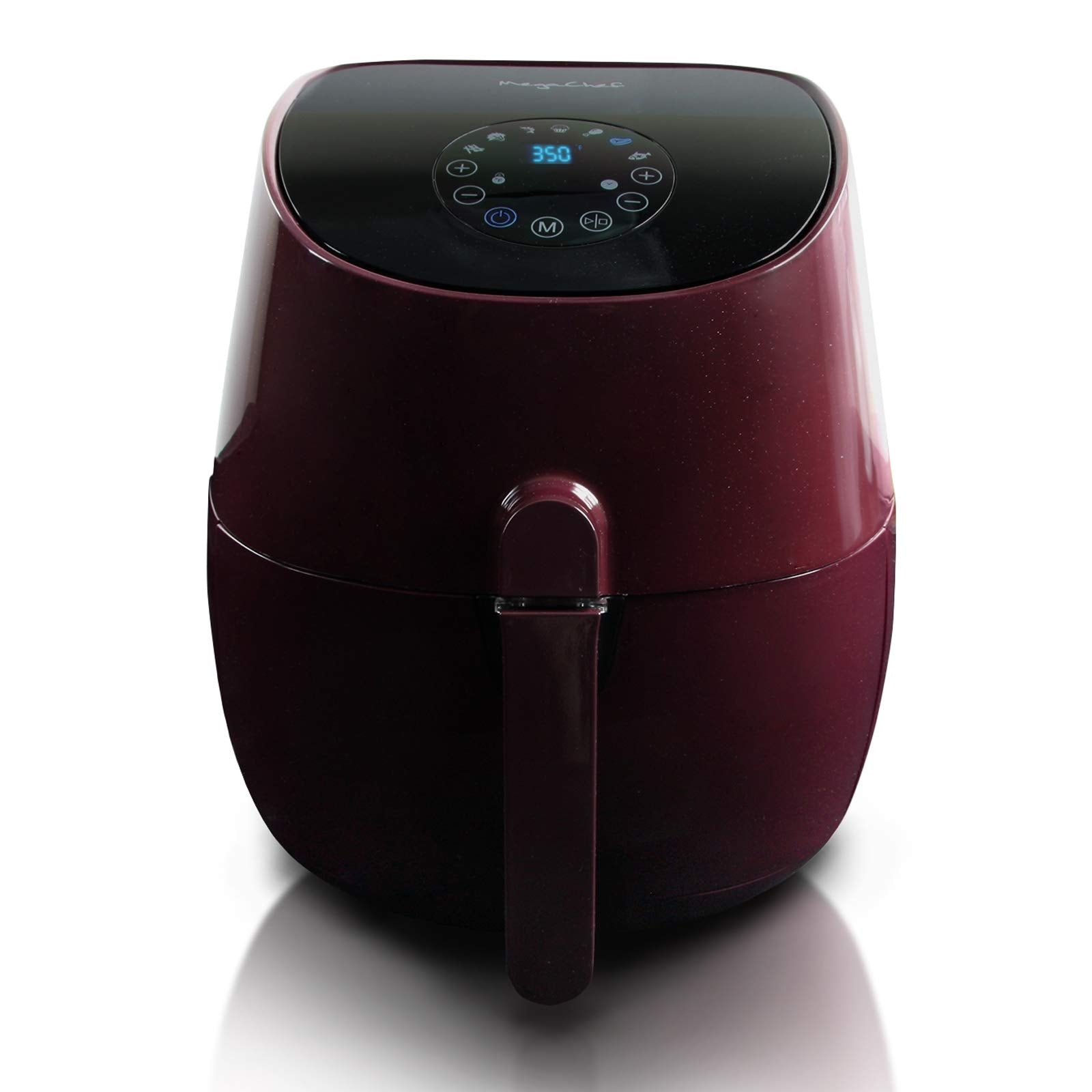 MegaChef 3.5-Quart Air Fryer & Multi-Cooker – 7 Pre-Programmed Digital Settings, 1350W Hot-Air Circulation, Fry / Roast / Bake (Burgundy)
