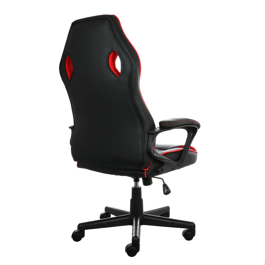 Elama Adjustable Swivel Office and Gaming Chair, Black and Red, Padded Faux Leather, 250 lb