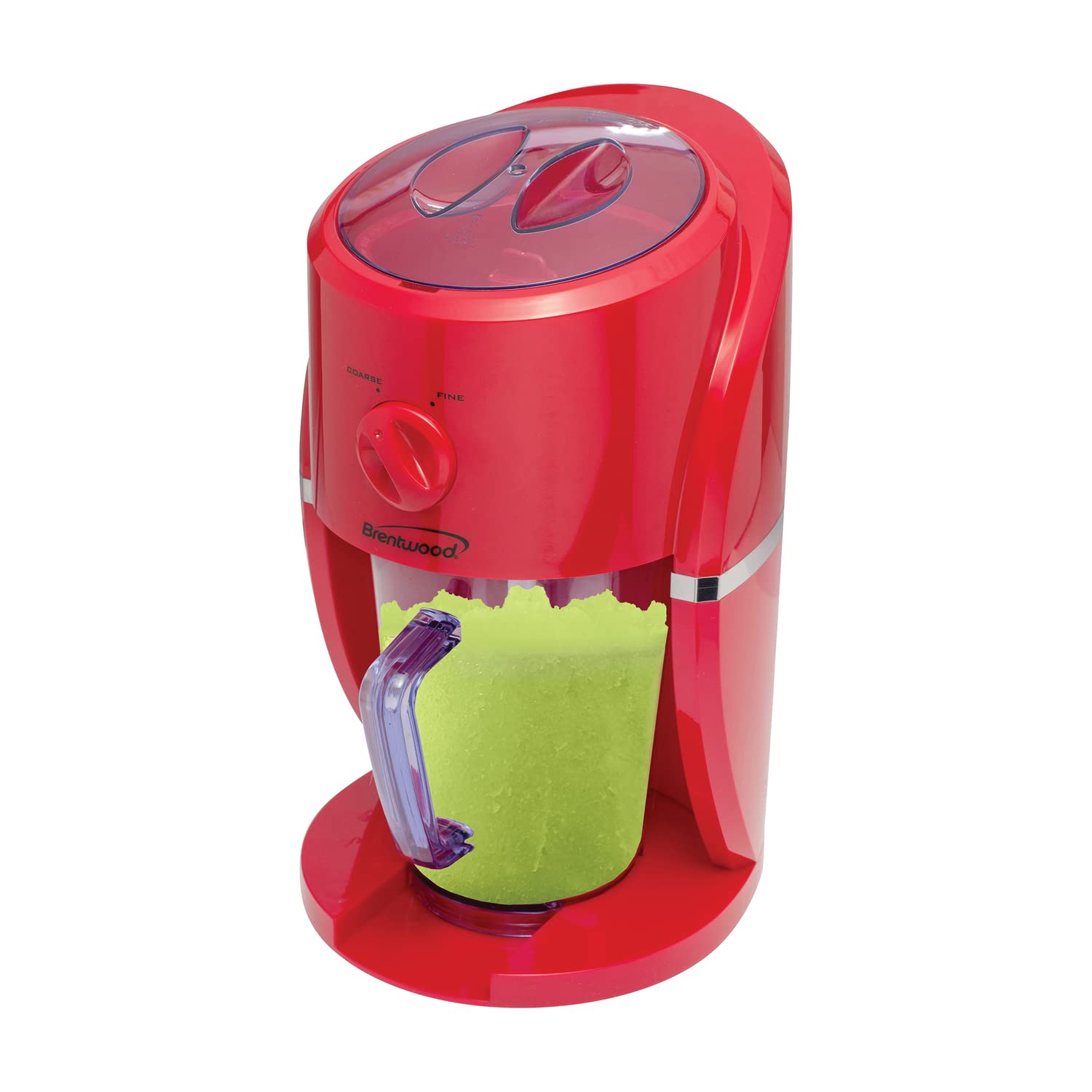 Brentwood TS-1425R margarita and frozen drink machine in red with 35 oz graduated pitcher