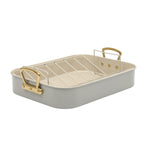 Gibson Home Broxton 2-Piece Nonstick Steel Roaster Pan with Rack – Taupe