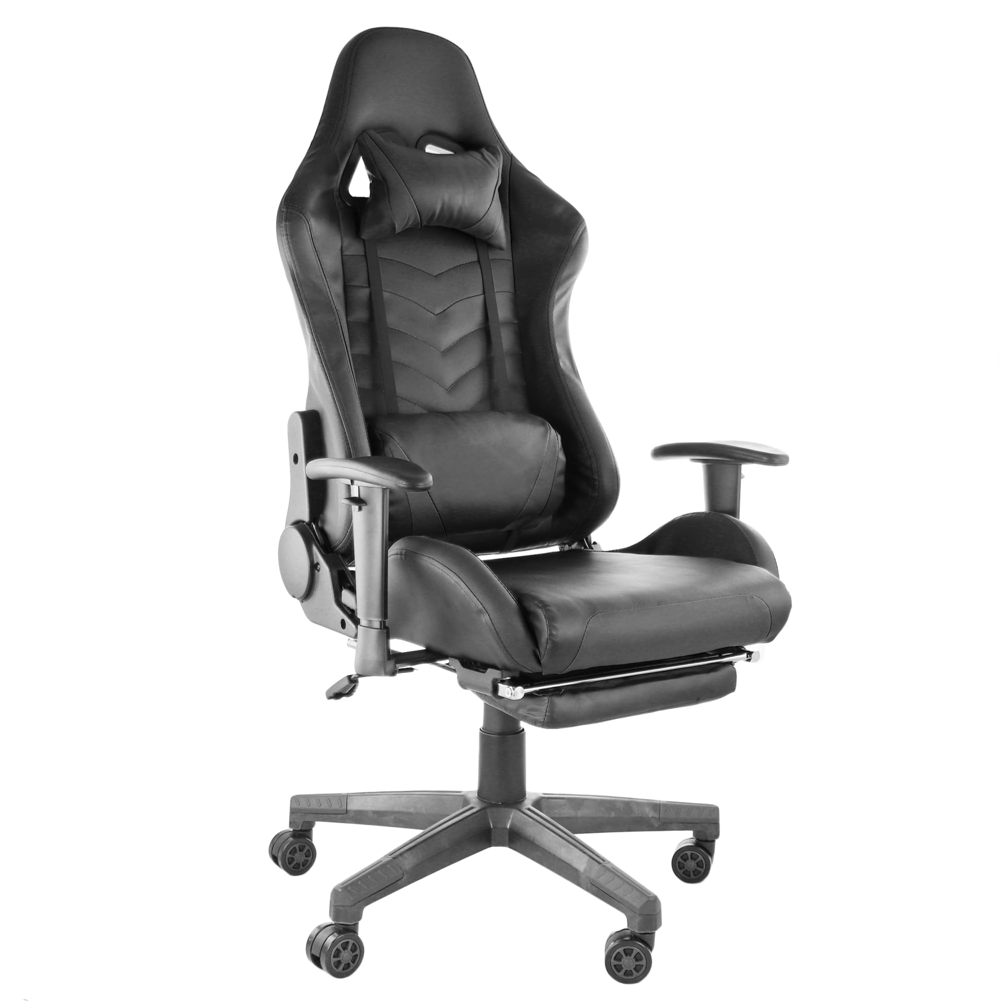 Gamefitz GF-2001 Ergonomic Gaming Chair – Adjustable High-Back PU Leather Racing-Style Office Chair (Black)