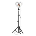 SuperSonic SC-2310SRH 10-inch heart-shaped LED selfie ring light with tripod and phone holder in black