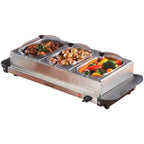 Brentwood BF-315 4.5-Quart Triple Buffet Server and Warming Tray, Stainless Steel