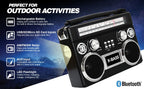 Supersonic SC-1097BT Retro 3-Band Bluetooth Radio with Flashlight, Rechargeable, Black