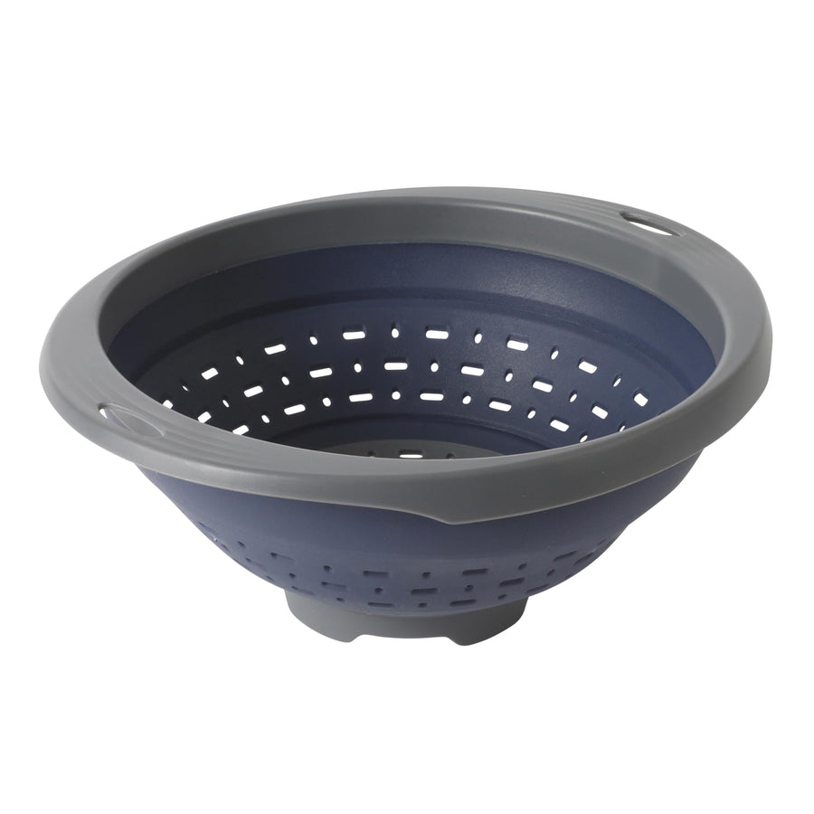 Oster Bluemarine 10-Inch Foldable Collapsible Colander Strainer, Blue and Grey