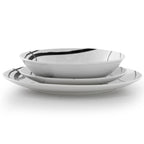 Elama Sarah 18 Piece Porcelain Ribbon Lined Dinnerware Set, Service for 6 in White and Black