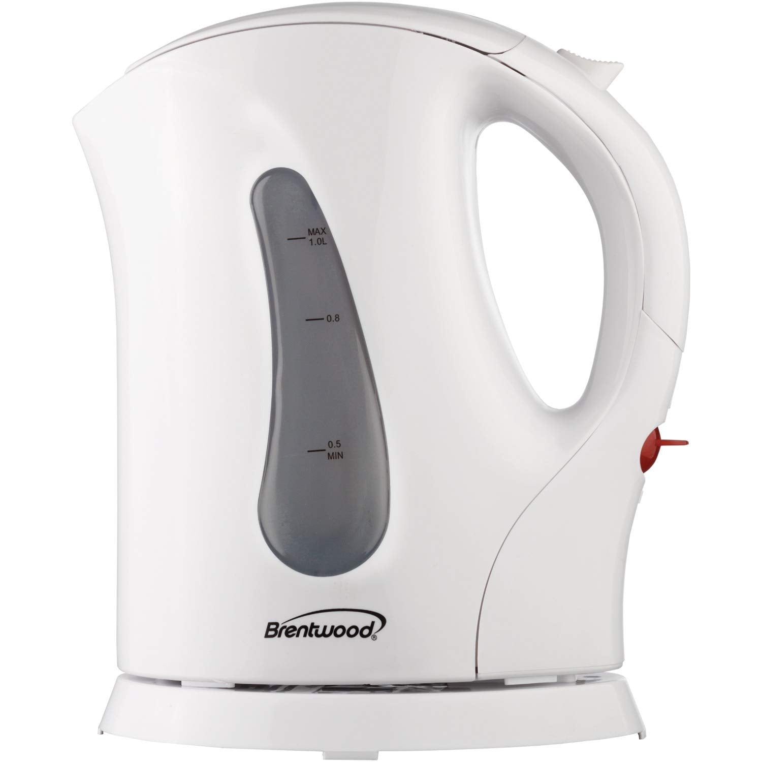 Brentwood KT-1610 BPA-Free 1.0-Liter Cordless Electric Tea Kettle – 900W Fast-Boil with Auto Shut-Off, Boil-Dry Protection & Removable Mesh Filter (White)