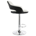 Elama ELM-705 Adjustable Faux Leather Bar Stool Set of 2 – White with Black Trim & Chrome Swivel Base, Counter to Bar Height