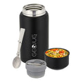 Brentwood GeoJug 25 oz black stainless steel insulated food jar with lid bowl and folding spoon