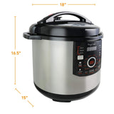 MegaChef 12-Quart XL Digital Pressure Cooker & Electric Multi-Cooker, 1600W, 15 Presets, Glass Lid