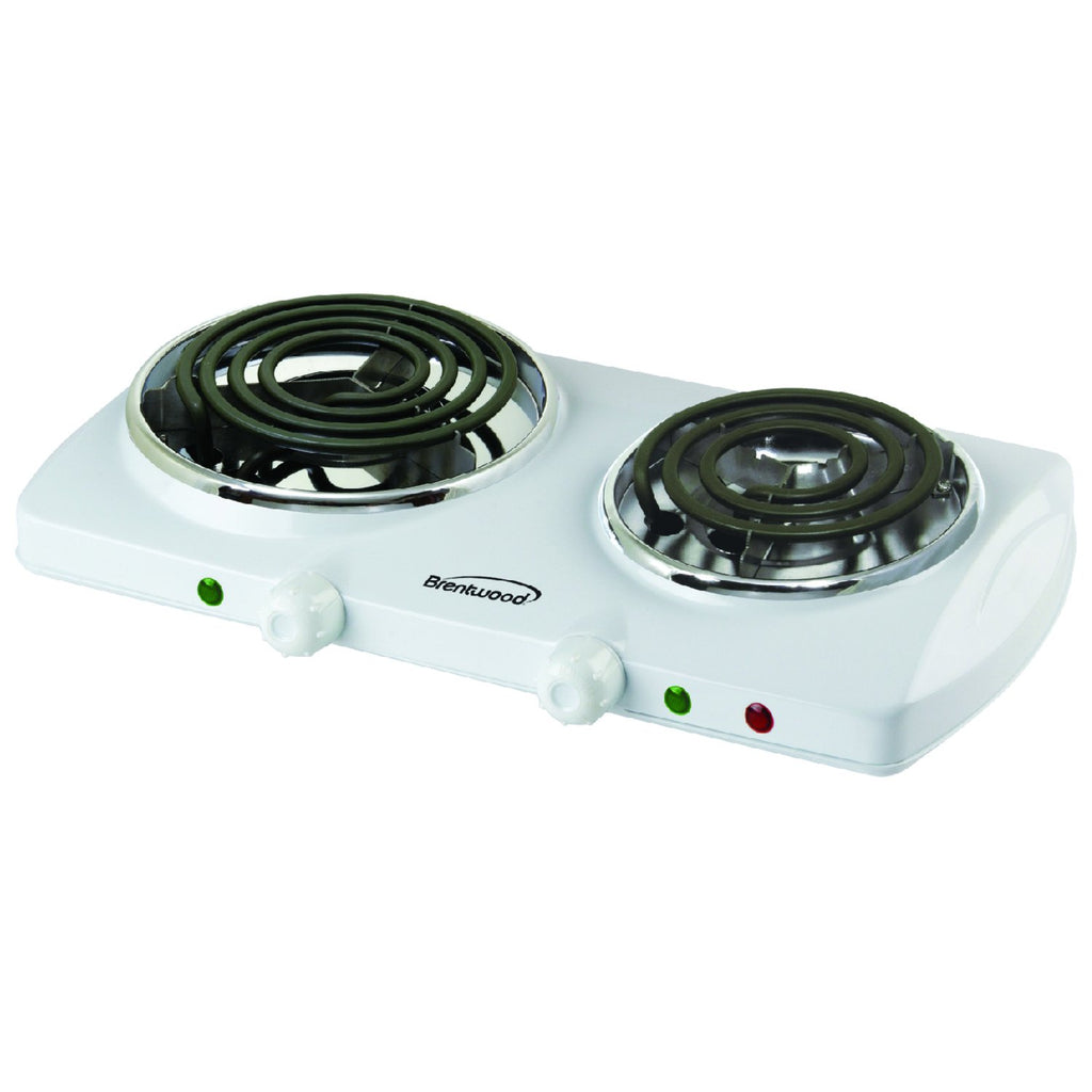Brentwood TS-368 1500W Electric Double Burner – White Portable Countertop Cooktop