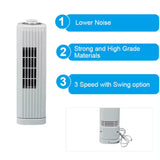 Optimus F-7348WH 14 Inch Portable Ultra-Slim Desktop Oscillating Tower Fan, 3-Speed, White