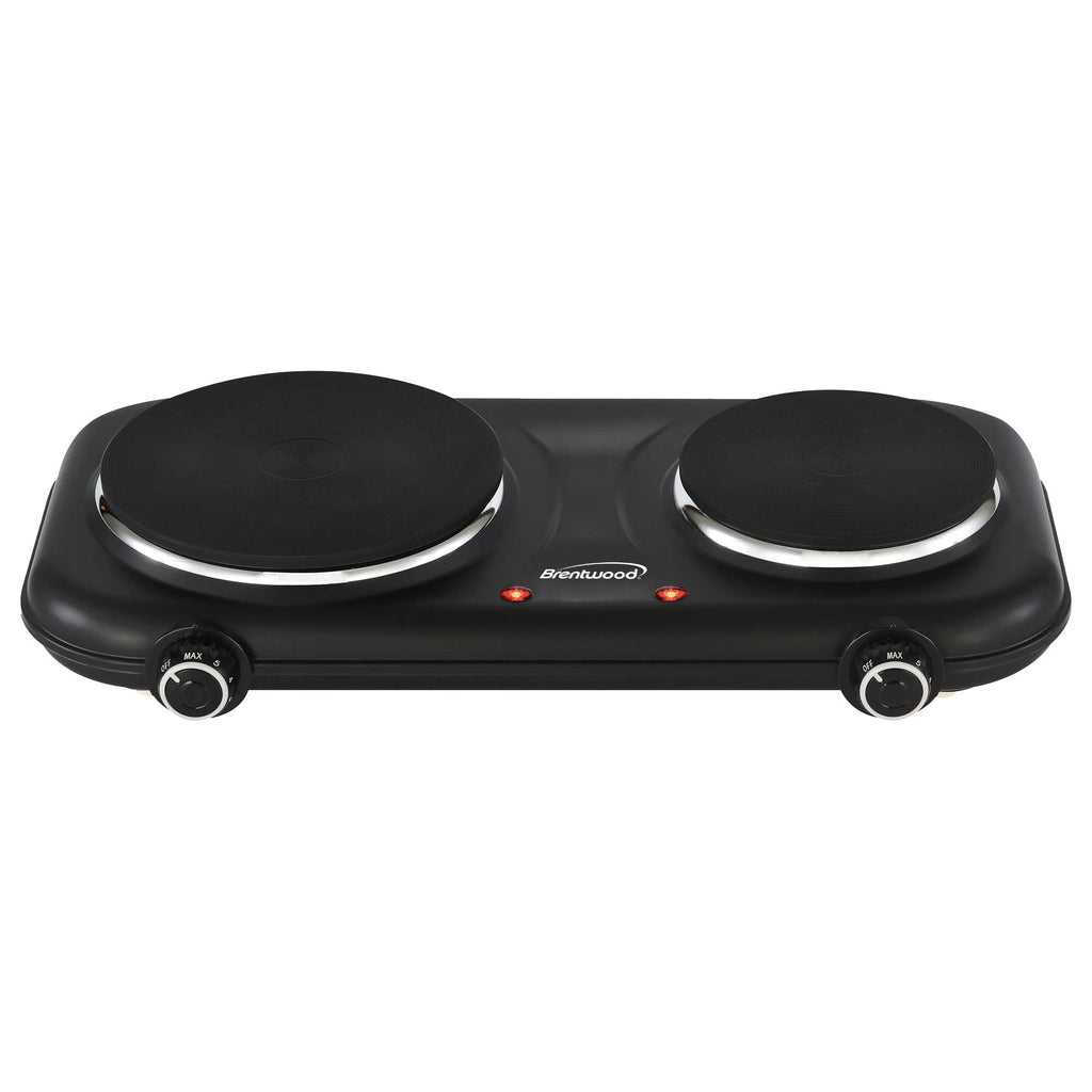 Brentwood TS-332BK black double cast iron electric hot plate, 1100W