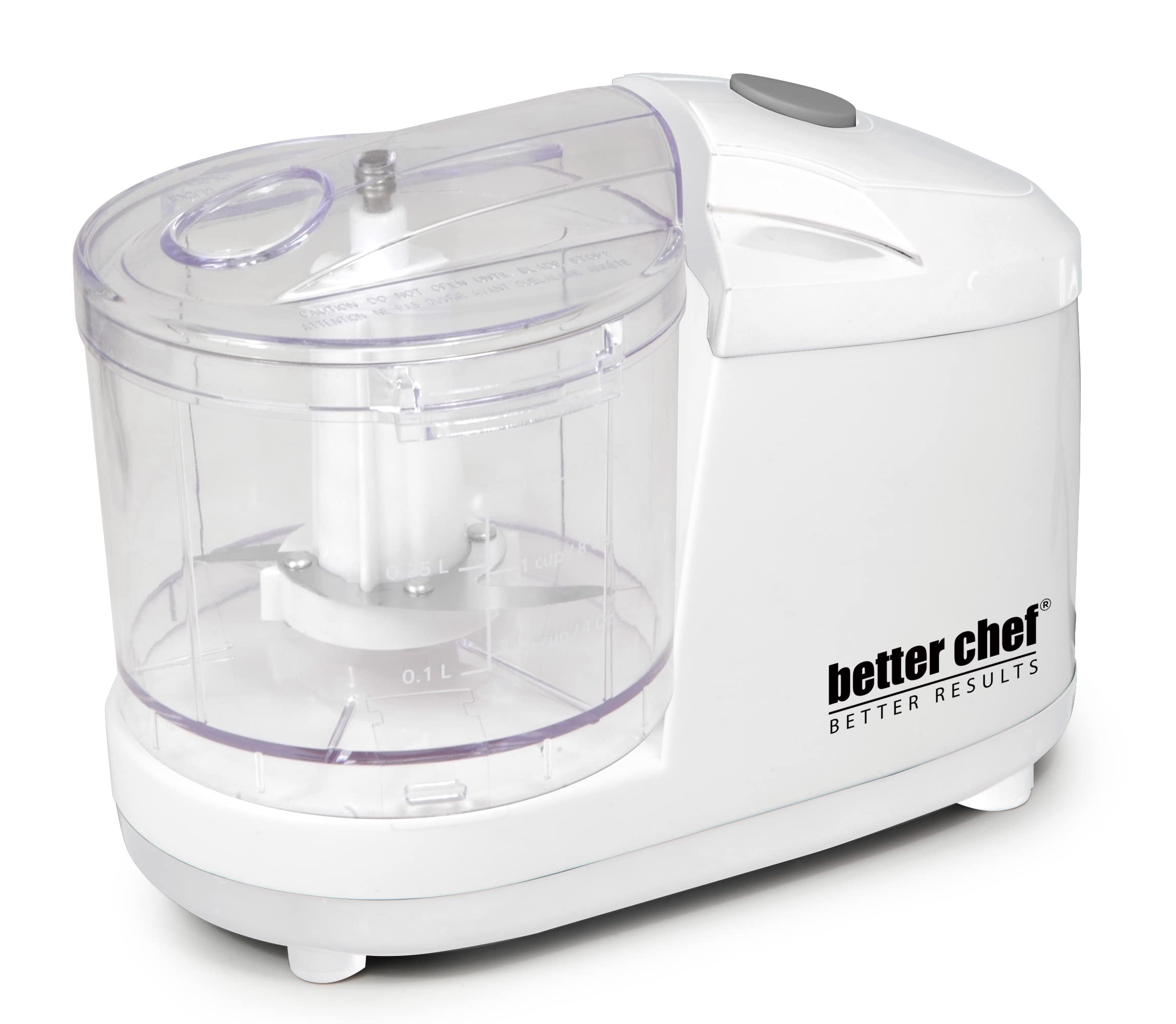 Better Chef 12-Ounce Compact Food Chopper – White, One-Touch Stainless Steel Blade for Herbs, Onions & Nuts