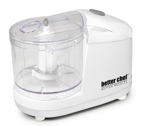 Better Chef 12-Ounce Compact Food Chopper – White, One-Touch Stainless Steel Blade for Herbs, Onions & Nuts