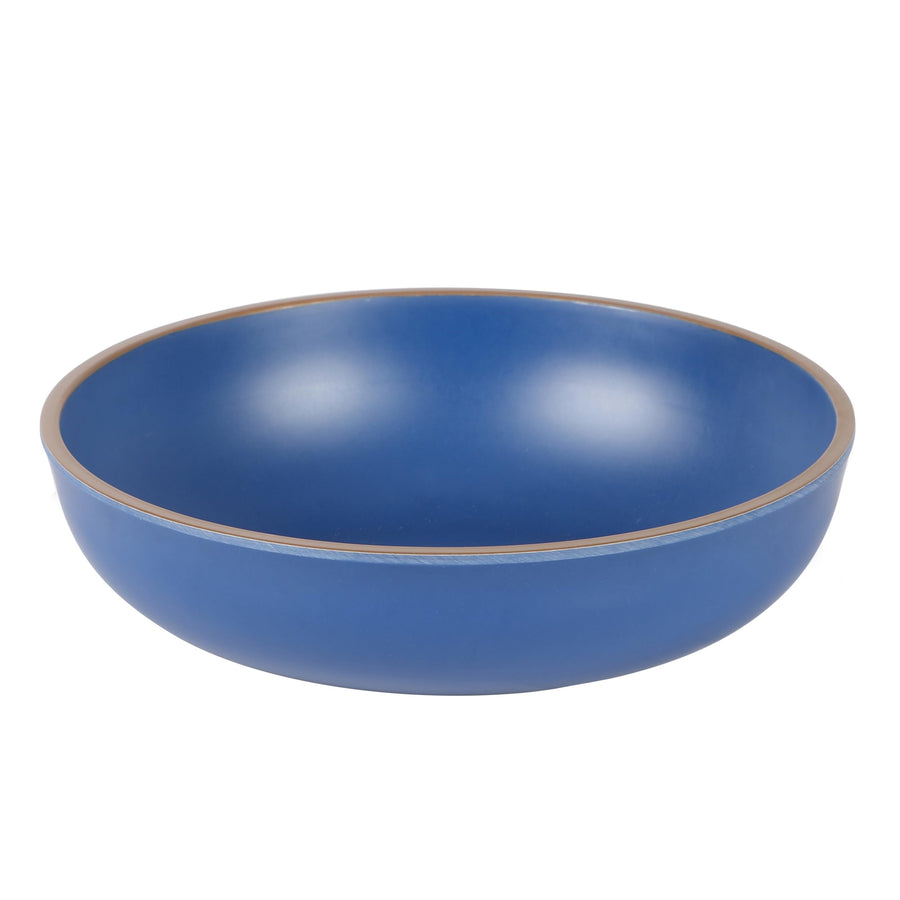 Gibson Home Rockabye 4-Piece Melamine Coupe Dinner Bowl Set, 8.5-Inch, Matte Blue
