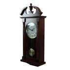 Bedford Clock Collection Classic 27.5" Cherry Oak Chiming Wall Clock with Swinging Pendulum – Quartz Westminster Chimes & Metal Dial